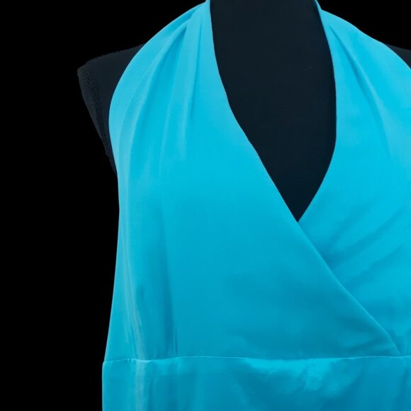 Donna Ricco Y2K VTG Silk Chiffon Maxi Halter Dress Flowy Fairy Romantic Size 16 - Picture 3 of 16